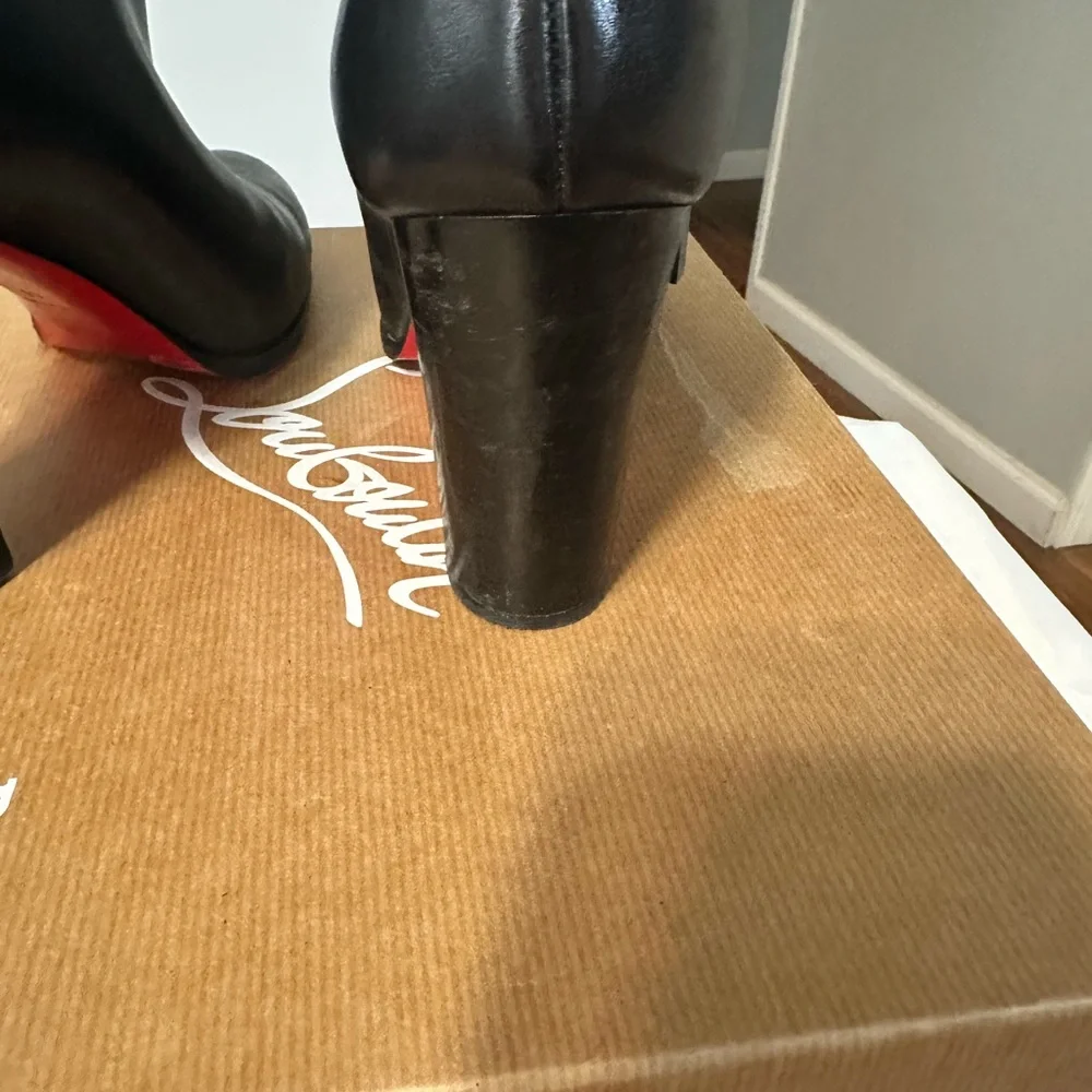 Christian Louboutin Black Leather Heeled Boots size 41 - Picture 4 of 14